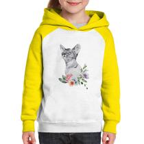 Moletom Infantil Gato e Flores - Foca na Moda