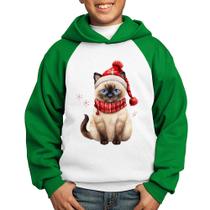 Moletom Infantil Gato Natalino Gorro e Cachecol - Foca na Moda