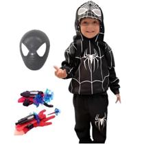 Moletom Infantil Homem Aranha Black com Lança Teia e Máscara