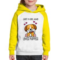 Moletom Infantil Just A Girl Who Loves Puppies - Foca na Moda