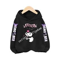 Moletom Infantil Kuromi Com Capuz Para Meninos E Meninas De 3 a 12 Anos, Preto, Padrão Primavera