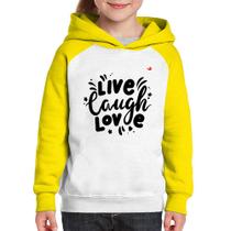Moletom Infantil Live Laugh Love - Foca na Moda