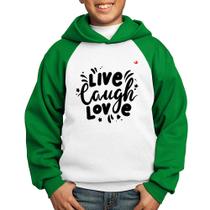 Moletom Infantil Live Laugh Love - Foca na Moda