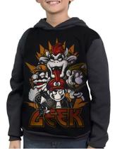 Moletom Infantil Mario Luigi Wario Bowser Roqueiro