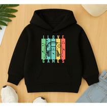 Moletom Infantil Masculino Estampa I Love Games Fofo Divertido Conforto Quente Flanelado Escola Frio