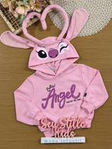 Moletom Infantil Momi Inverno sem Flanela Rosa Angel Disney Moletom Infantil Momi Inverno sem Flanela Rosa Angel Disney