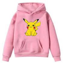 Moletom Infantil Pi ca chu Po Ke Mon Desenho Infância Bolso Canguru Capuz - Envio Imediato