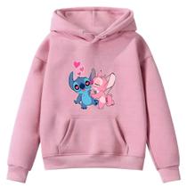 Moletom Infantil Sti-tch Casal Desenho Infância Bolso Canguru com Capuz Menino Menina - Envio 24H - CMR Confecções