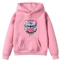 Moletom Infantil Sti-tch Ohana Felicidade Desenho Infância Bolso Canguru com Capuz - Envio Imediato