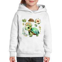 Moletom Infantil Tartaruga, flores e chapéu - Foca na Moda