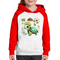 Moletom Infantil Tartaruga, flores e chapéu - Foca na Moda