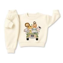 Moletom Infantil Unissex Conjunto Peluciado Algodão Abrigo Menino Menina Roupa de Frio Grosso Safari