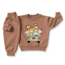Moletom Infantil Unissex Conjunto Peluciado Algodão Abrigo Menino Menina Roupa de Frio Grosso Safari Moletom Infantil Unissex Conjunto Peluciado Algodão Abrigo Menino Menina Roupa de Frio Grosso Safari