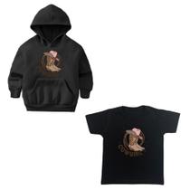 Moletom Infanto Juvenil Kit Blusa De Frio E T-Shirt Cowgirl Bota Chápeu Rodeio Roupa De Frio Moletom Infanto Juvenil Kit Blusa De Frio E T-Shirt Cowgirl Bota Chápeu Rodeio Roupa De Frio