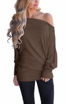 Moletom INFITTY casual Off The Shoulder marrom escuro M Moletom INFITTY casual Off The Shoulder marrom escuro M