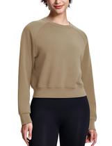 Moletom ISEEGZ Modal Soft Cropped para mulheres cáqui tamanho S