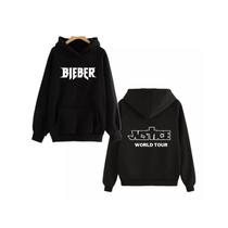 Moletom Justin Bieber Justice World Tour de algodão preto Moletom Justin Bieber Justice World Tour de algodão preto