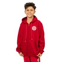 Moletom Juvenil Canguru Aberto Internacional Escudo Bordado