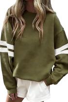 Moletom KevaMolly Varsity listrado de tamanho grande verde oliva XXL