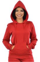 Moletom Liso Flanelado Feminino Blusa De Frio Canguru