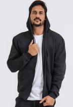 Moletom Liso Masculino Com Ziper Blusa De Frio Canguru