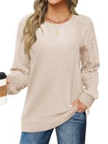 Moletom LOMON Cable Knit para mulheres, túnica de manga comprida, bege