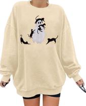 Moletom LUKYCILD Halloween Spooky Season feminino Black Cat