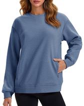 Moletom MAGCOMSEN Fleece para mulheres com forro sherpa azul XL
