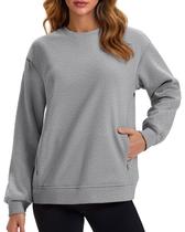 Moletom MAGCOMSEN Fleece Sherpa forrado para mulheres cinza Moletom MAGCOMSEN Fleece Sherpa forrado para mulheres cinza