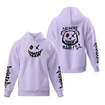 Moletom Manga Estampada Urso Blusa de Frio Canguru Capuz