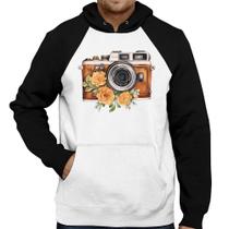 Moletom Máquina Fotográfica Vintage e Flores - Foca na Moda