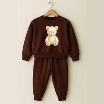 Moletom Marrom Infantil Gola Redonda Estampa Urso ou Gatinho Premium Capote Moletom Moletom Marrom Infantil Gola Redonda Estampa Urso ou Gatinho Premium Capote Moletom