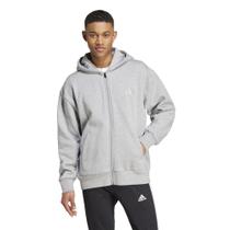 Moletom masculino Adidas All SZN de lã com zíper completo, cinza médio, mesclado Moletom masculino Adidas All SZN de lã com zíper completo, cinza médio, mesclado
