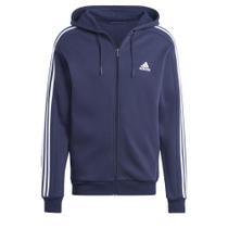 Moletom masculino Adidas Essentials de lã com 3 listras e zíper completo Moletom masculino Adidas Essentials de lã com 3 listras e zíper completo