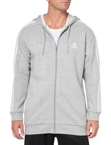 Moletom masculino Adidas Essentials de lã com 3 listras e zíper completo Moletom masculino Adidas Essentials de lã com 3 listras e zíper completo