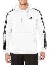 Moletom masculino Adidas Essentials Fleece, 3 listras, branco - S Moletom masculino Adidas Essentials Fleece, 3 listras, branco - S