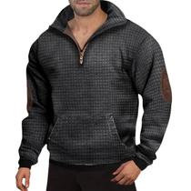 Moletom masculino Bengbobar Aztec Cowboy de lã 1/4 com zíper preto