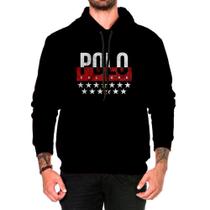 Moletom Masculino Blusa Casaco Capuz Careca Estampado Preto/Vermelho M