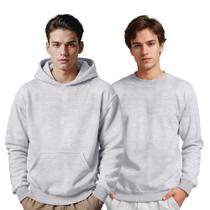 Moletom Masculino Canguru Capuz + Moletom Gola Careca Kit 2