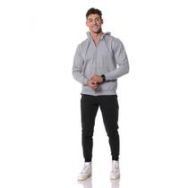 Moletom Masculino Canguru Cinza com Zíper e Capuz Moletom Masculino Canguru Cinza com Zíper e Capuz