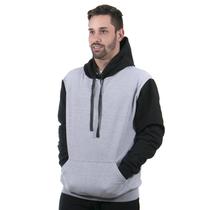 Moletom masculino canguru com capuz liso de bolso inverno cor - bicolor