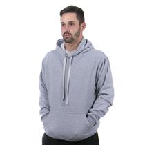 Moletom masculino canguru com capuz liso de bolso inverno cor - cinza