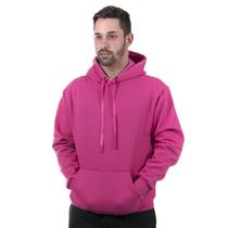Moletom masculino canguru com capuz liso de bolso inverno cor - rosa pink