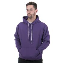 Moletom masculino canguru com capuz liso de bolso inverno cor - violeta