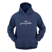 Moletom Masculino Canguru Estampa Gratidão com Capuz