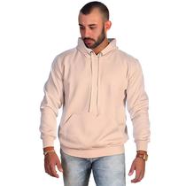 Moletom Masculino Canguru Liso com Capuz e Bolso Blusa de Frio Flanelado Algodão Inverno Básico Confortável