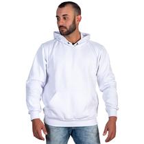 Moletom Masculino Canguru Liso com Capuz e Bolso Blusa de Frio Flanelado Algodão Inverno Básico Confortável