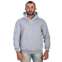 Moletom Masculino Canguru Liso com Capuz e Bolso Blusa de Frio Flanelado Algodão Inverno Básico Confortável