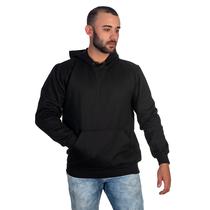Moletom Masculino Canguru Liso com Capuz e Bolso Blusa de Frio Flanelado Algodão Inverno Básico Confortável