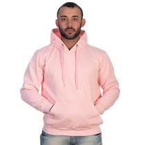 Moletom Masculino Canguru Liso com Capuz e Bolso Blusa de Frio Flanelado Algodão Inverno Básico Confortável